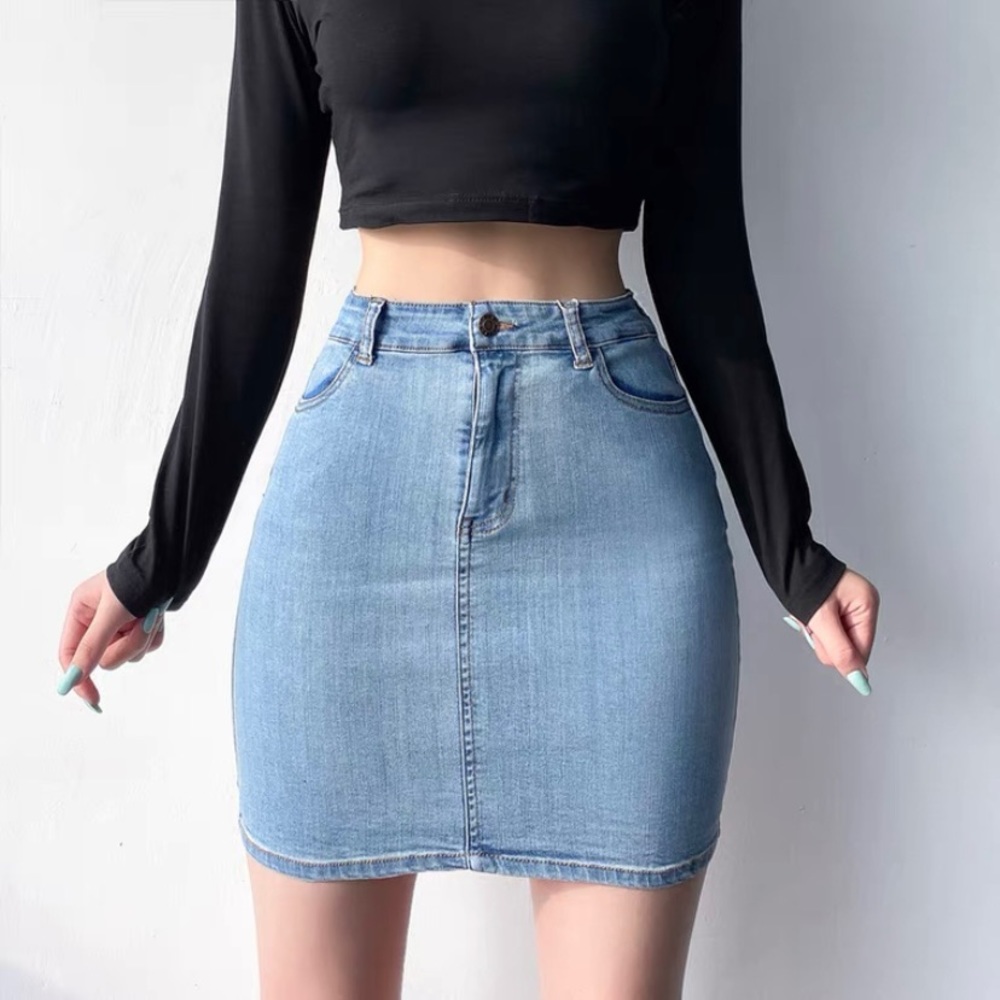 Medium-wash Denim Skirts